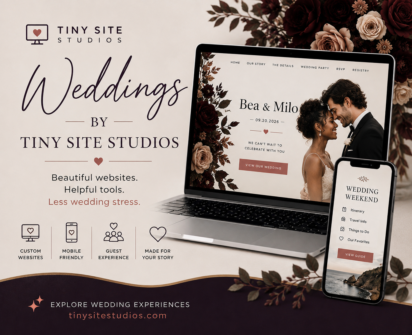 Wedding websites by Tiny Site Studios