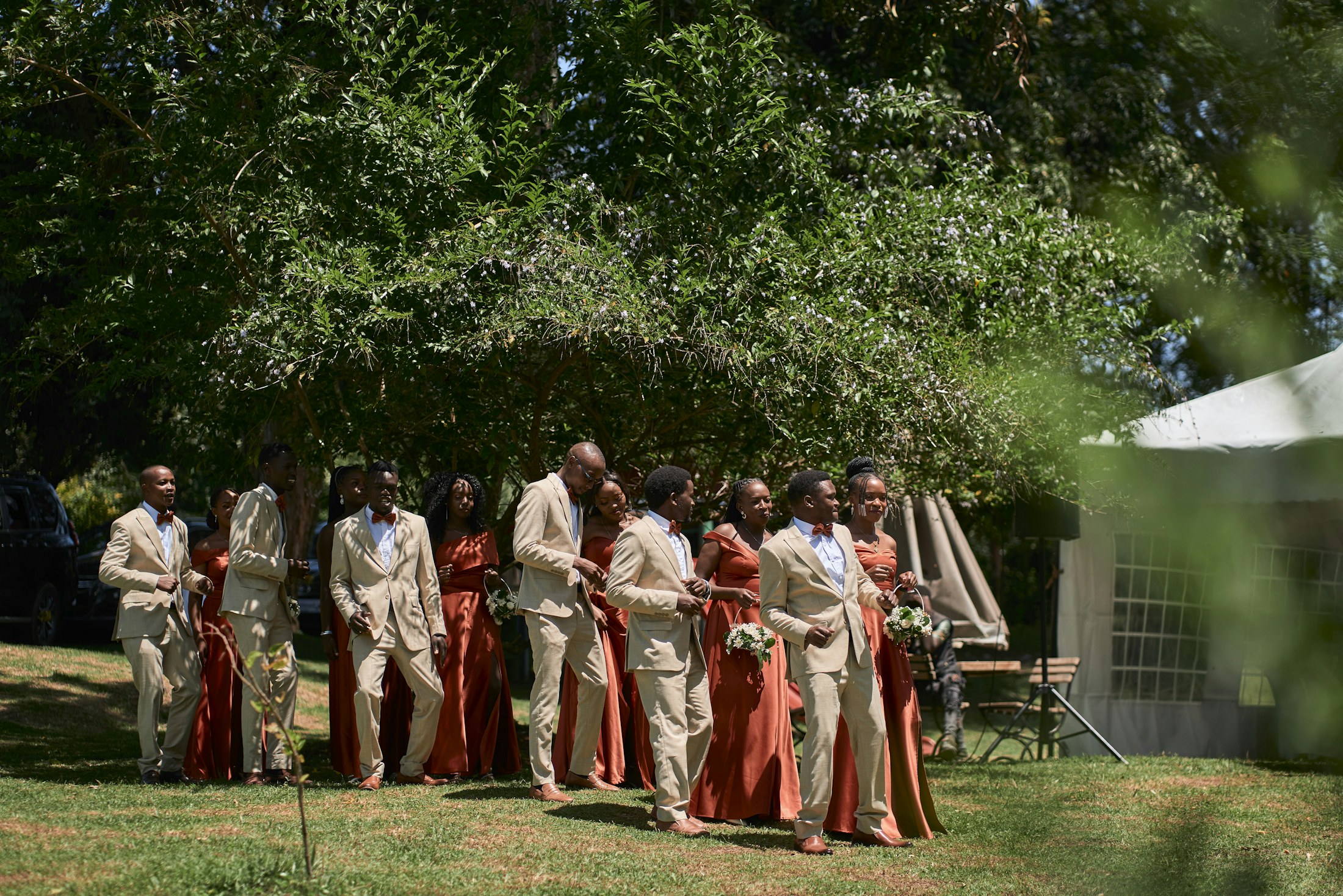 Friends celebrating together in a sunlit garden