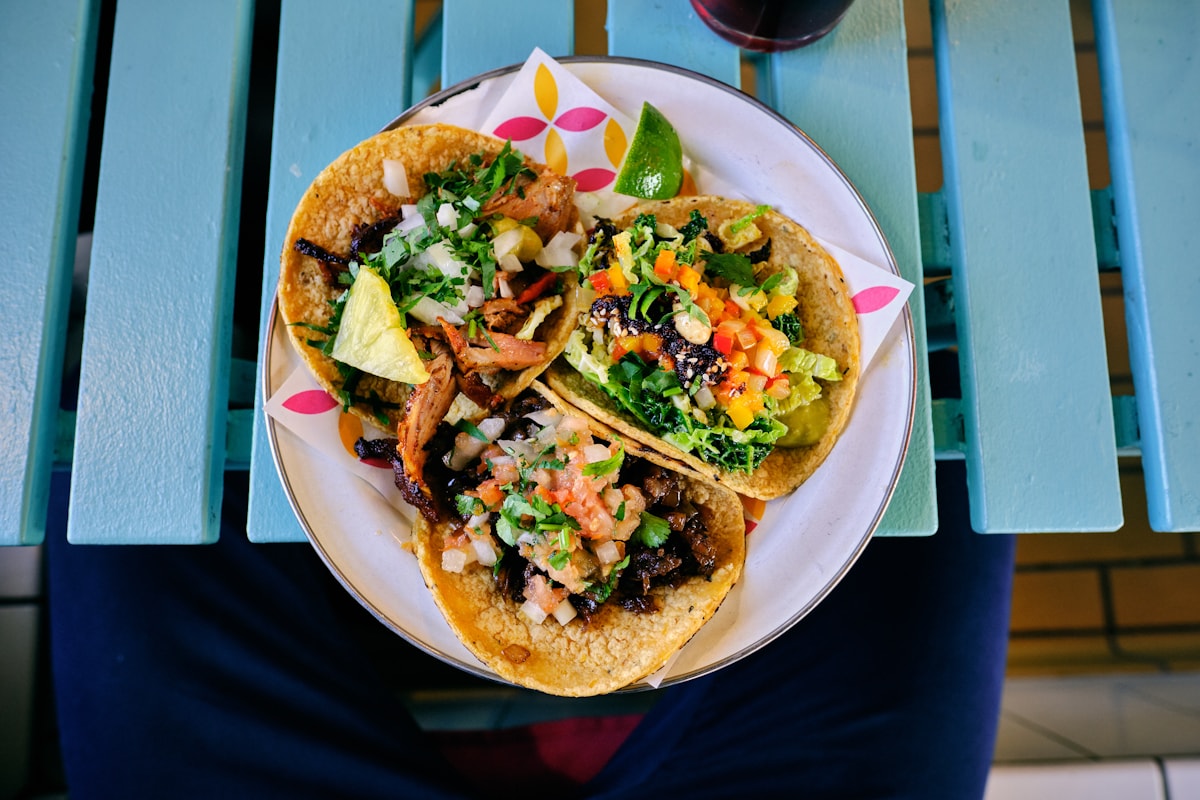 Colorful tacos ready to share